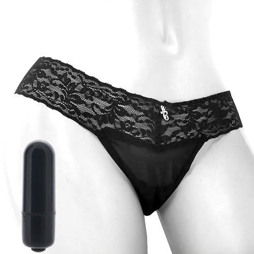 Vibrating Panties with Hidden Vibe Pocket Black in M/L