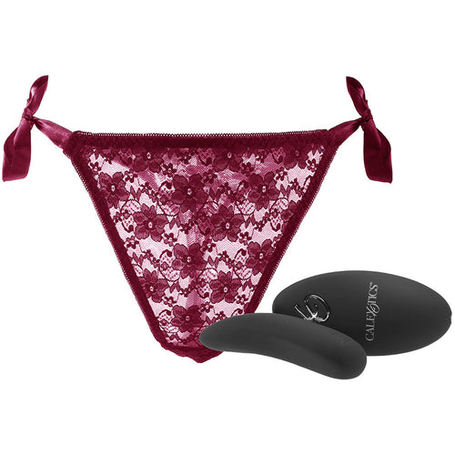 Remote Control Burgundy Lace Thong  & Vibe Set XL