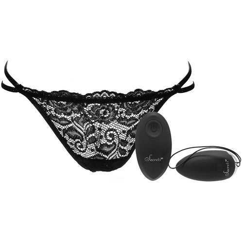 Open-Back Black Lace Panty & Love Egg
