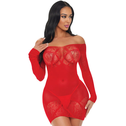 Scarlet Seduction Lace & Mesh Dress