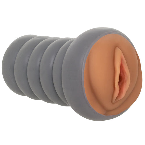 Ribbed Gripper Tight Pussy Stroker in Brown
