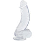 Crystal Jellies 7 Inch Curved Ballsy Dildo in Clear
