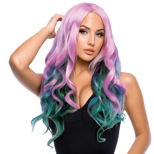 Ariel Curly Wig in Pink & Turquoise