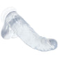 Crystal Jellies 8 Inch Curved Ballsy Dildo in Clear