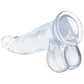 Crystal Jellies 8 Inch Curved Ballsy Dildo in Clear