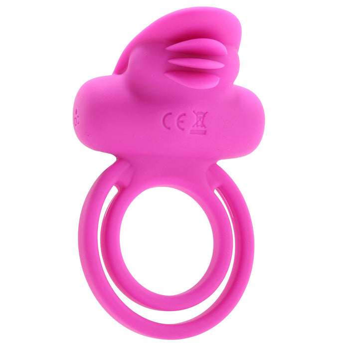 Dual Clit Flicker Vibrating Cock Ring in Pink