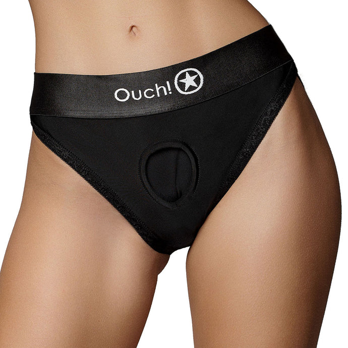 Ouch! Black Vibrating Strap-on Hipster