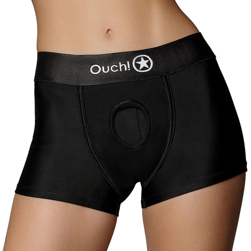 Ouch! Black Vibrating Strap-on Boxer /S