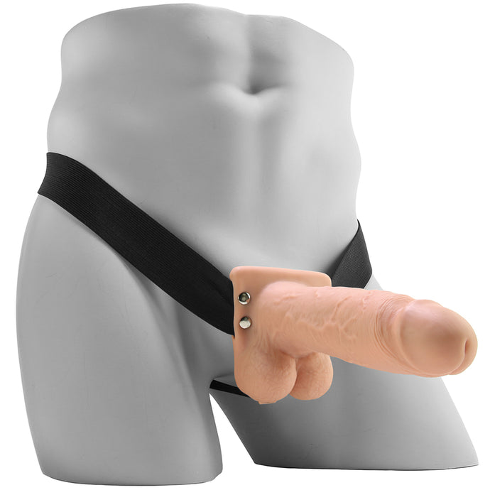 7 Inch Hollow Vibrating Strap-On with Balls