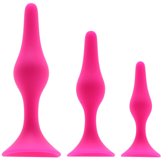 Luxe Beginner Silicone Butt Plug Kit in Pink