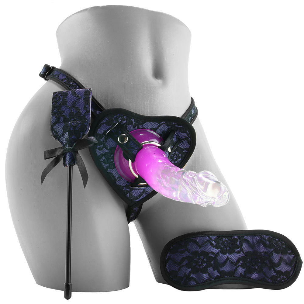 Heart-Throb Deluxe Harness Kit & Curved Dildo in Purple