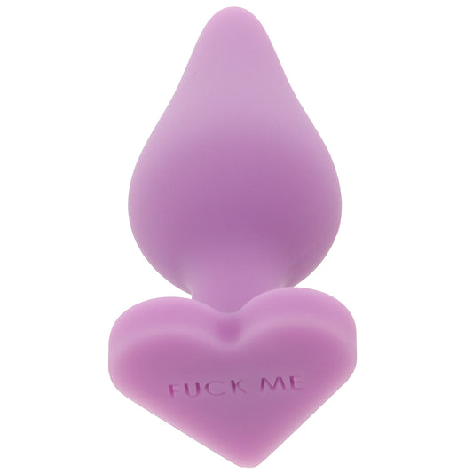 Candy Hearts F**k Me Medium Butt Plug in Purple