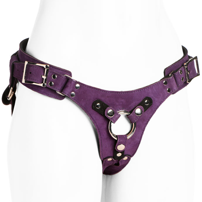 Strap U Bodice Deluxe Leather Corset Harness in Purple