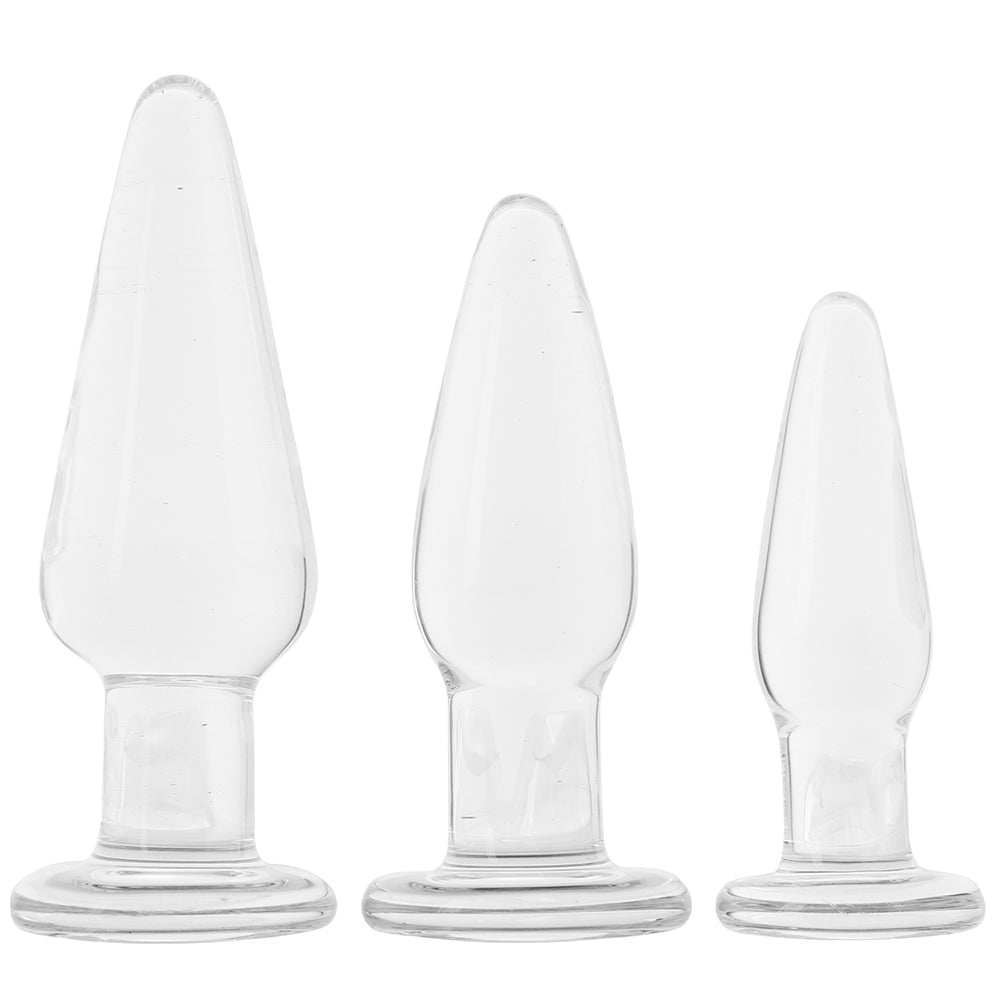 Crystal Premium Glass Tapered Anal Trainer Kit in Clear