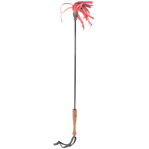 Riding Crop with Wooden Handle in Red