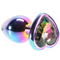 Small Aluminum Plug with Rainbow Heart Gem in Multicolor