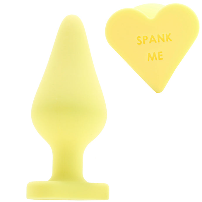 Candy Hearts Spank Me Small Butt Plug in Yellow